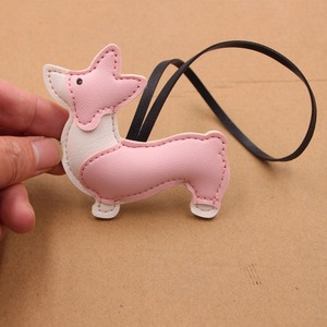 Women's Fashion Light <b>Keychain</b> Cute Puppy Decorations Accessory Car & Dog Pu Leather Bag Pendant - Product Image 3