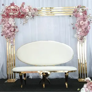 Royal white leather two seats wedding sofa for bride groom