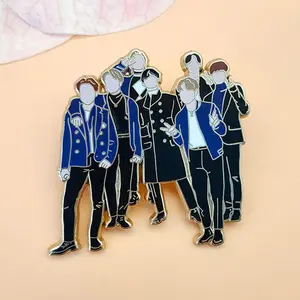 Pin de solapa de esmalte duro kpop dorado, insignia personalizada de alta calidad para recuerdo