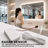 Interrupteur à détecteur de mouvement radar micro-ondes 12V/24V DC pour miroir LED, contrôleur de lumière automatique sans contact 2m