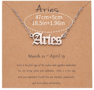 18K oro placcato in acciaio inox ciondolo vecchia lettera inglese targhetta gioielli 12 segno zodiacale collana - Product Image 3