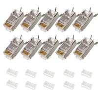 Gold Plated Zinc Alloy Shell Cat7 10Gbps Tool Free STP Shielded 8P8C Modular Network Ethernet RJ45 Connector