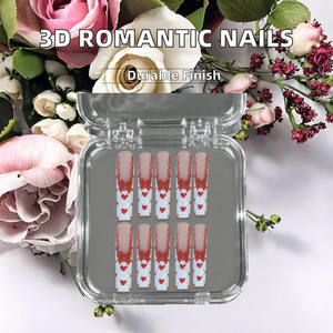 Long rouge blanc dentelle arc presse sur <span class=keywords><strong>ongles</strong></span> 10 pièces Style européen <span class=keywords><strong>faux</strong></span> <span class=keywords><strong>ongles</strong></span> avec 3D arc décor élégant <span class=keywords><strong>mariée</strong></span> Nail Art en gros - Product Image 3