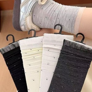 Women's Mid-Calf Slouch <b>Socks</b> Solid Color Polka Dots Breathable Sweat-Absorbing Odor-Resistant For Spring Casual Wear - Product Image 1