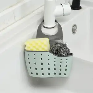 Drain Sink Shelf Rack Kitchen Sink Storage Drain Hanging Basket Sponge Holder Organizer Sponges Ajustable Strap Silicone 22*13CM