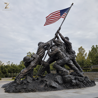 Grande statue commémorative d'extérieur en bronze représentant un événement historique, sculpture de levée de drapeau de la Seconde Guerre mondiale pour la place publique et l'art public