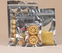 Sacs refermables thermoscellables réutilisables en Mylar à trois soudures latérales pour biscuits, gâteaux et aliments, avec fenêtre transparente