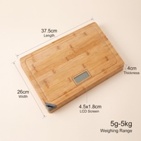Planche à découper en bambou BALACI EK-433 avec balance numérique intégrée 5 kg 1 g, balance de cuisine étanche avec planche à découper