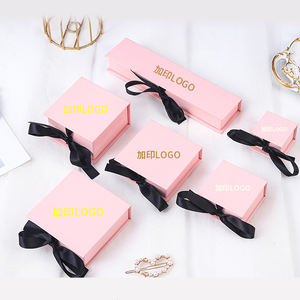 Boîte à bijoux de luxe en carton avec ruban magnétique pour collier, bracelet et bague, emballage cadeau avec nœud en papier - Product Image 3