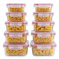 Ensemble de contenants de préparation de repas en verre hermétiques réutilisables, boîte à lunch en verre de qualité alimentaire pour fruits, bento, micro-ondes, pour l'école