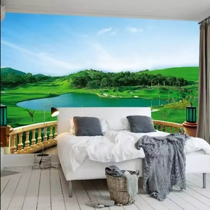 Personalizado 3D estéreo balcón Campo <span class=keywords><strong>de</strong></span> Golf verde impermeable pared Mural sala <span class=keywords><strong>de</strong></span> estar Fondo pared decoración papel tapiz - Product Image 2