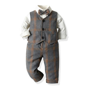 Nouvelle robe pour enfants, gilet à carreaux, chemise à manches longues blanche, <span class=keywords><strong>pantalon</strong></span> long, costume <span class=keywords><strong>anglais</strong></span> pour enfants, costume pour enfants, petit costume pour enfants - Product Image 2