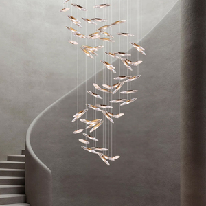 Lampe pendante déco LED moderne personnalisée Lustre haut plafond en cristal Escalier carré en acier inoxydable pour la maison Hôtel Living - Product Image 2
