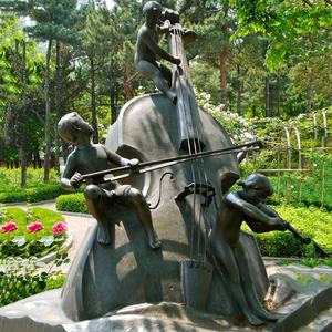 Vendita calda giardino a grandezza naturale paesaggio decorativo in bronzo musicista <span class=keywords><strong>chitarrista</strong></span> scultura - Product Image 2