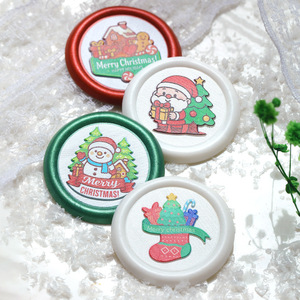 Pegatinas de cera de colores navideños, etiquetas redondas de dibujos animados de muñeco de nieve, sellos de papel no tóxicos para decoraciones navideñas - Product Image 4