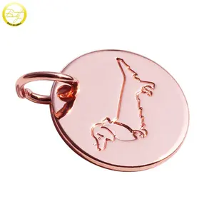 Breloques rondes en pierre naturelle, Logo gravé personnalisé, bijoux en métal, étiquettes pour chien, Bracelet et collier