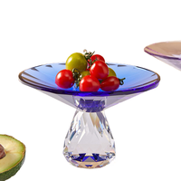 Corbeille à fruits en cristal K9 taillé, bleu dégradé, plateau de service en verre à facettes, décoration de table pour la maison, mariage, hôtel, centre de table, cadeau