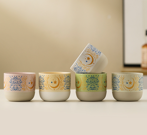 Taza de Café de Cerámica Árabe, Estilo Tradicional Musulmán, Patrón de Estrella y Luna, Dorada, Taza Maestra de Mano, Ecológica, Duradera, de Hueso - Product Image 6