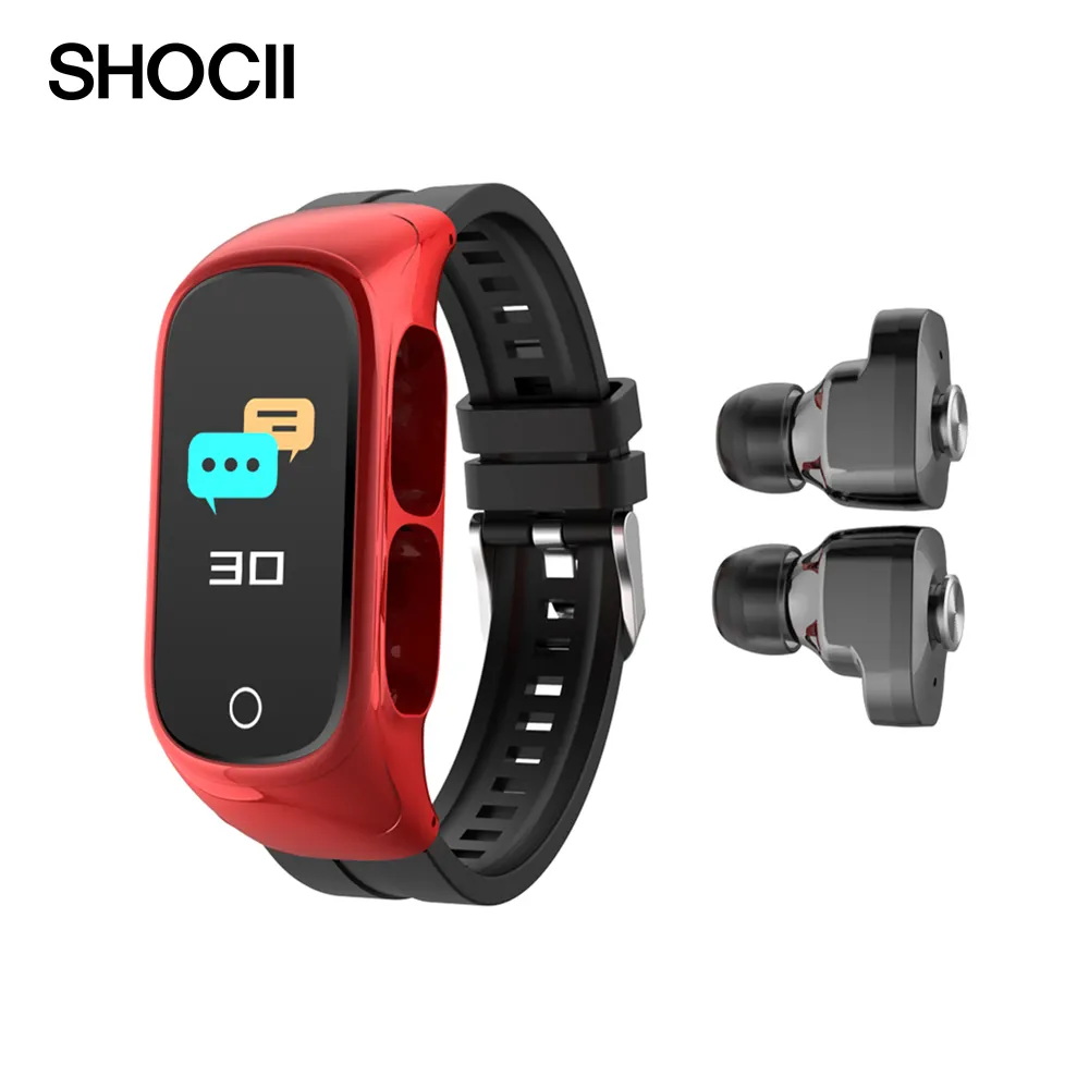 2022 wireless N8 New Design Wireless Sports 2 in 1 smart watch with tws earphone music mp3 player sport bracelet