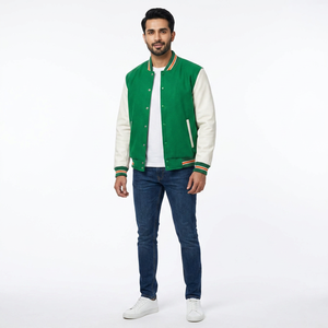 College Baseball Varsity <b>Jacket</b> <b>Men's</b> Customized Color Front Stand Collar Breathable Winter Fashionable Streetwear Chenile 100% - Product Image 1