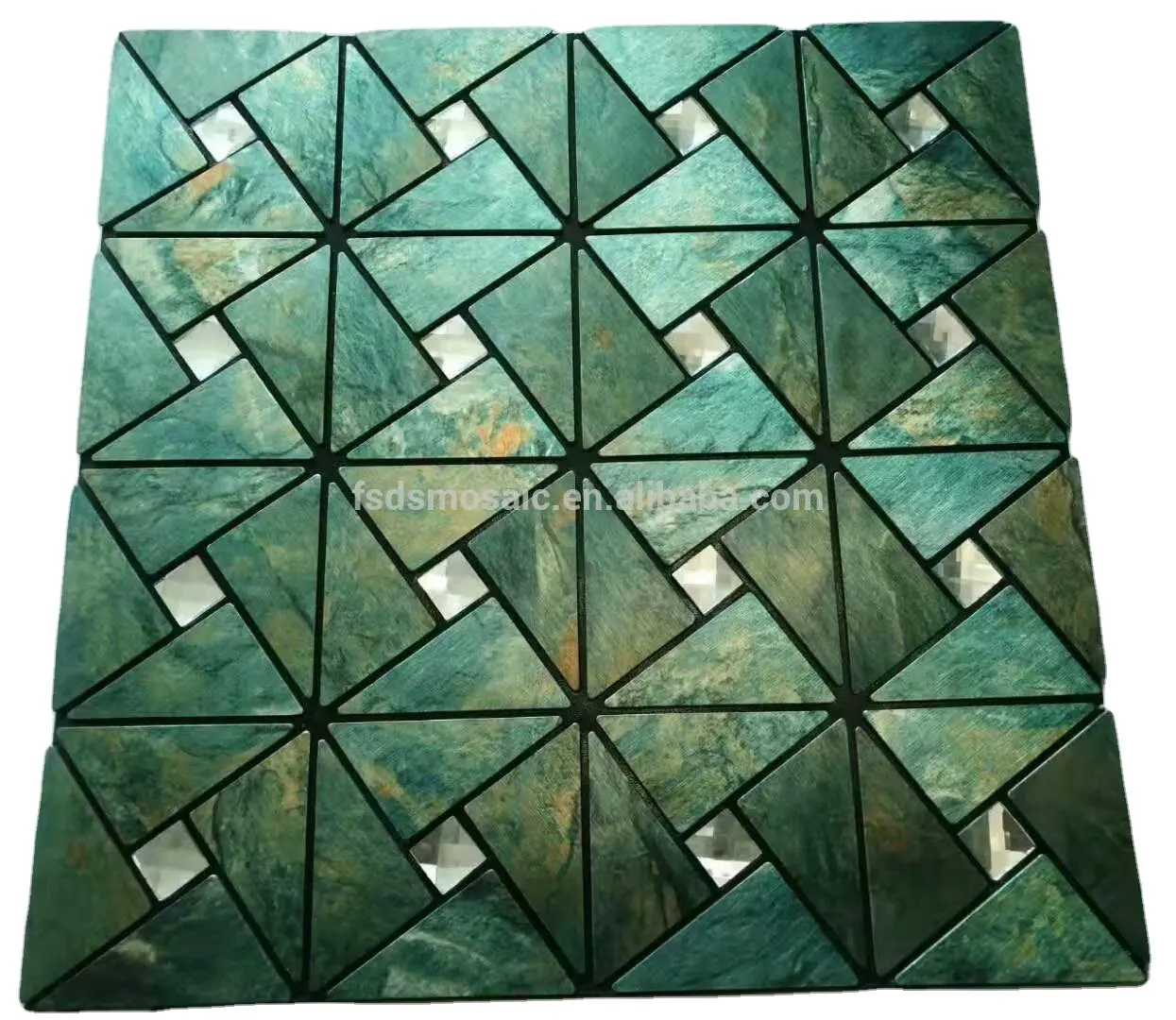 Triangle Aluminium Gold Glass Metal Peel And Stick Wall Tile Kitchen Backsplash Smart Mosaic Wall Tiles