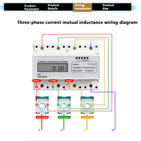 Wattmeter Listrik Din Rail untuk Konsumsi kWh, 380V 400V Tiga Fasa Empat Kabel, Pengukur Energi