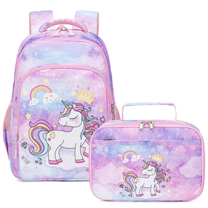 Set di 3 Zaini Leggeri con Motivo Unicorno Cartoon per Studentesse delle Elementari, Ideale per il Ritorno a Scuola - Product Image 1