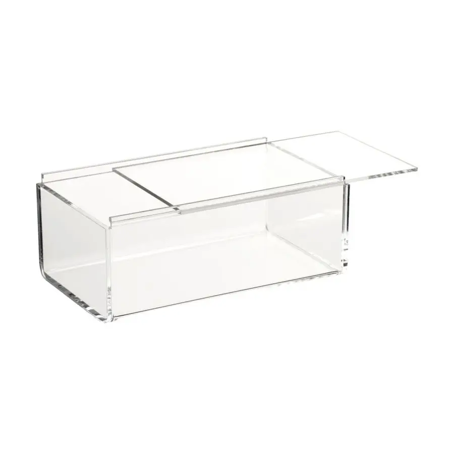 Rectangle Custom Red Edges Box Clear Gift Box Acrylic Storage Box with Sliding Lid