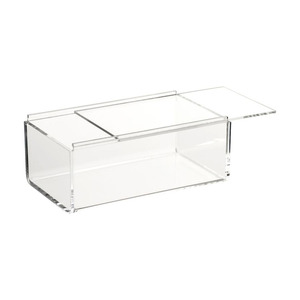 Caja rectangular personalizada con bordes rojos, caja de almacenamiento de acrílico transparente con tapa deslizante, regalo