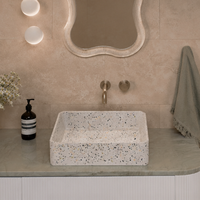 MOHOM Lavabo de salle de bain moderne en béton moulé sur mesure, de luxe, écologique, à trou unique, facile à nettoyer, pour comptoir, 16L