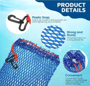 Package vente bleu sacs d'appâts de pêche poisson casier en caoutchouc pour homard crevettes crabe piège engins de pêche et accessoires - Product Image 4