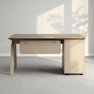 Escritorio de Oficina Moderno de Madera con Gabinete de Almacenamiento y Panel de Modestia, Mesa para Computadora - Product Image 2