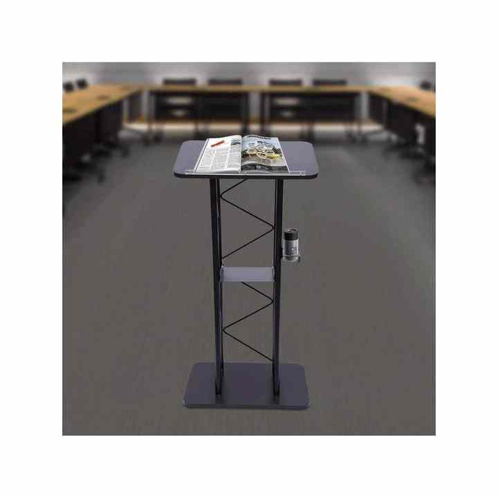 Heavy Duty Metal Frame Auditorium Lectern Curved Style Office Conference Room Podium Stand Cup Holder Wedding Ceremony Baffle