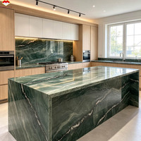 Dalle de quartzite vert dragon naturel de luxe du Brésil moderne pour îlot de cuisine, comptoir, lavabo de salle de bain, escalier, table à manger