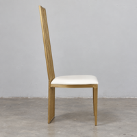 Chaise de banquet verticale à dossier haut en acier inoxydable doré avec assise en cuir PU, idéale pour hôtels, mariages et événements (vente en gros)