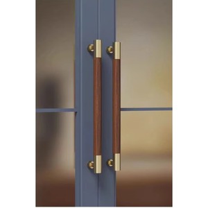 Poignée de porte en laiton massif sur mesure, finition noyer naturel, robuste, pour portes d'entrée de luxe modernes et grandioses - Product Image 5