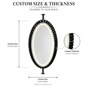 Miroir LED flottant suspendu <span class=keywords><strong>de</strong></span> luxe Kingstin avec cadre en acier inoxydable noir sur mesure pour salles <span class=keywords><strong>de</strong></span> <span class=keywords><strong>bain</strong></span> modernes, hôtels et villas - Product Image 4