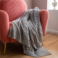 Losange Motif Tricot 100% Acrylique Diamant Trou Crochet Tricoté Jeter Couverture Roi Pour Ménage Chaise Décoratif Les