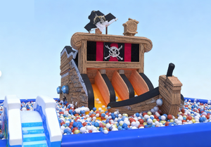 Tobogán Inflable Combinado con Piscina de Pelotas con Diseño de Barco Pirata, Parque Infantil Inflable Comercial con Temática Oceánica para Niños en Interiores - Product Image 4