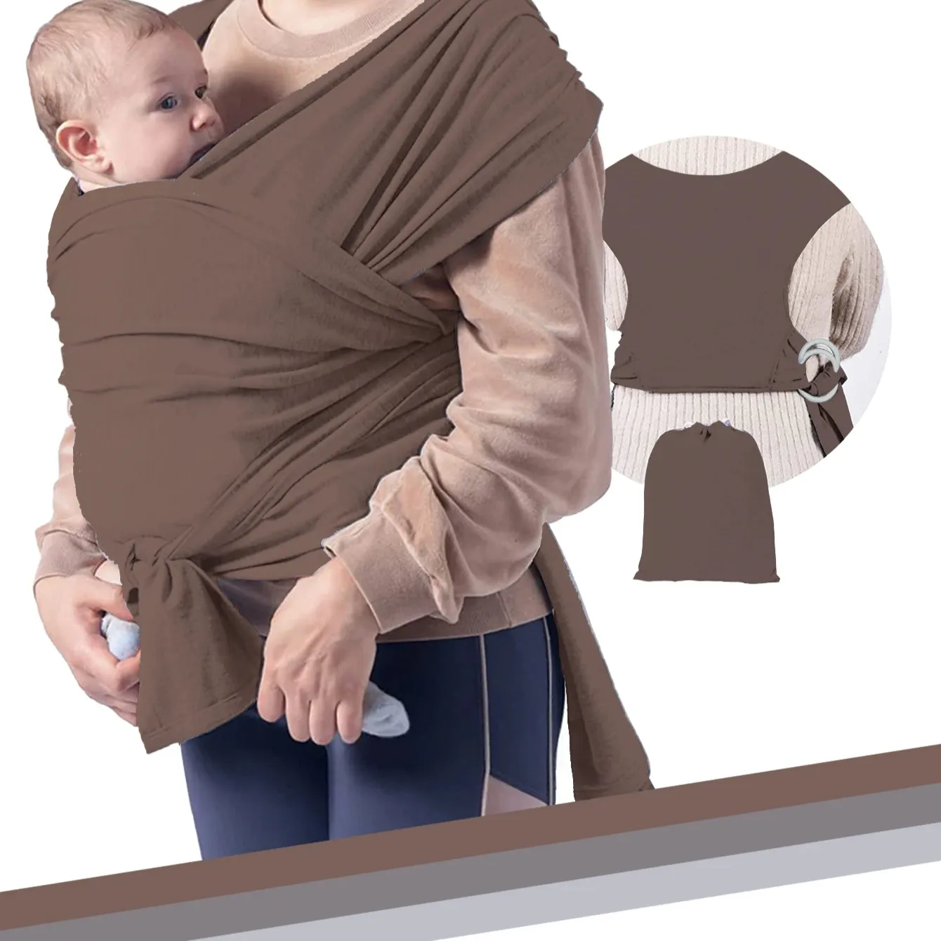 Porta-bebês com bolsos frontais, porta-bebês naturalmente macio, porta-bebês em algodão desde o nascimento