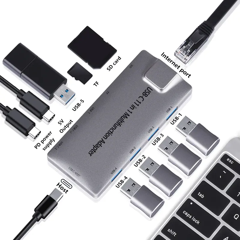 Hub de Puerto Usb 11 en 1, divisor tipo C para Macbook Pro 13 Air M1 M2, adaptador, accesorios para computadora portátil, Ipad, Mac, Mini estación de acoplamiento