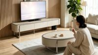 Table TV Minimaliste de Luxe avec Rangement pour Salon