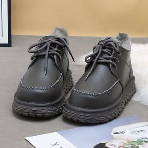 Botas de Nieve Impermeables para Hombre, Talla Grande, Botas de Invierno con Forro Grueso de Algodón Cálido, Botas Casuales Retro de Lana Pura - Product Image 1