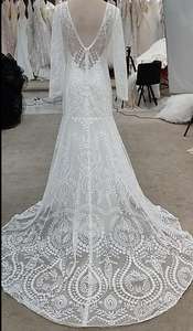 2022 personalizzare abito da sposa sirena mare manica lunga illusione Boho bohémien fuga abito da sposa sirena - Product Image 4