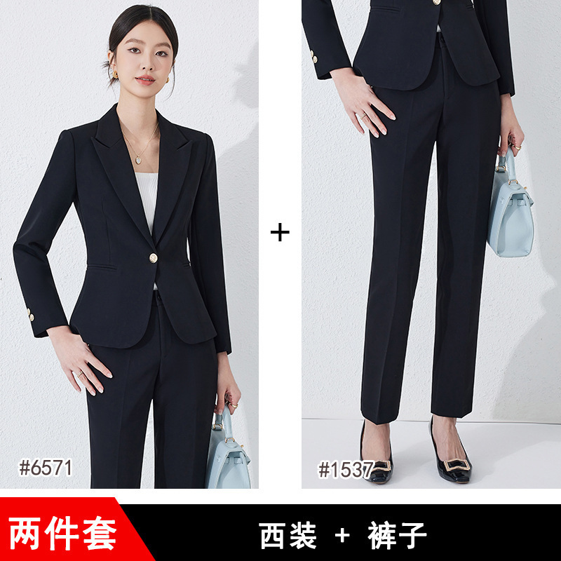 Black long-sleeved shirt and suit pants