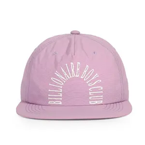 Cappellino da golf snapback per adulti vintage a tesa piatta in nylon con 5 pannelli sportivi non strutturati personalizzati di alta qualità