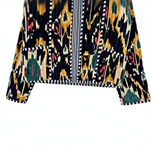 Geometric Printed Blazer <b>Women</b> <b>Shawl</b> Collar Full Sleeve Autumn Outerwear Contrast Color Woven Polyester Jacket gift for her - Product Image 3