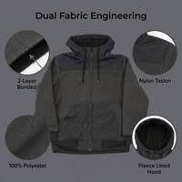 Veste polaire thermique imperméable à double couche avec capuche doublée, en nylon Taslon, épaules contrastées, coupe-vent, pour la randonnée et le travail