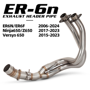 Tubo de escape ER6N para <span class=keywords><strong>Kawasaki</strong></span> ER-6N <span class=keywords><strong>ER6F</strong></span> Ninja650 Z650 Versys 650 2006-2024, kit de tubos de escape para motocicleta, colector de 51 mm - Product Image 1