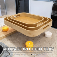 Plateau rectangulaire vintage en bambou pour le thé, les aliments, les collations, nouvelle solution de rangement pour la maison et la salle de bain, plateau en bois écologique